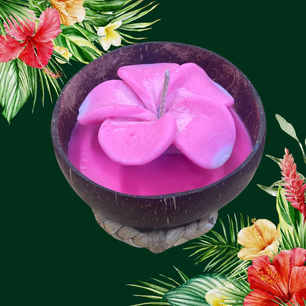 Frangipani & Coconut Shell Candle Set (Pink with white tips) - Coconut Scented