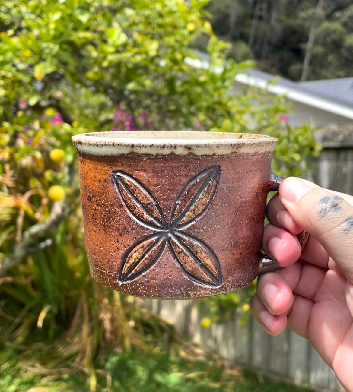 Hand Carved Ceramic Soda Fired Siapo Mug (147) by MASINA CREATIVE