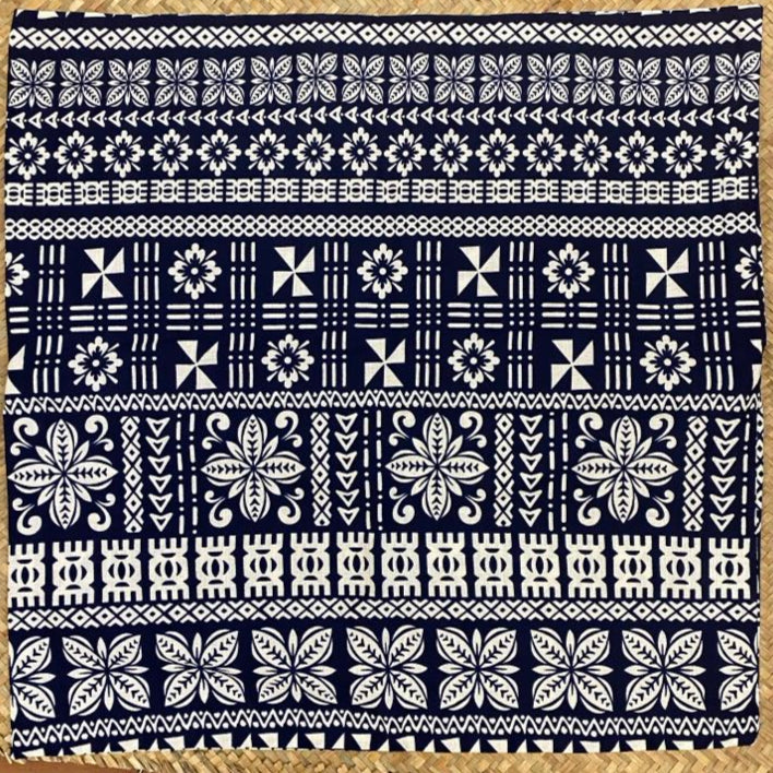 Cushion by Moana Oa - Navy/White (Large 60cm x 60cm)