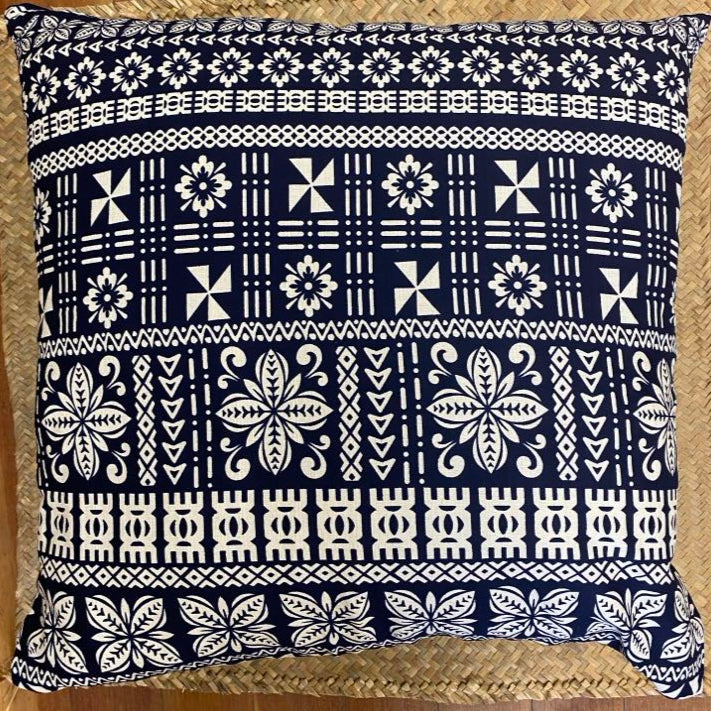 Cushion by Moana Oa - Navy/White (Large 60cm x 60cm)
