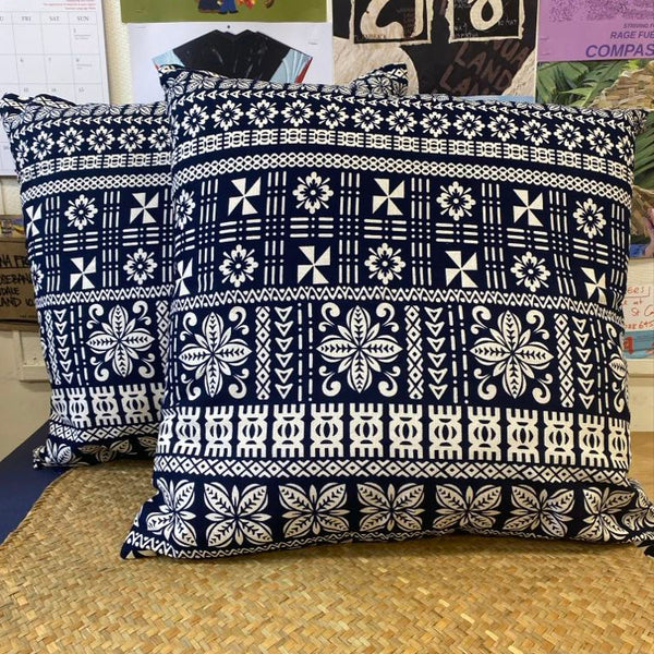Cushion by Moana Oa - Navy/White (Large 60cm x 60cm)