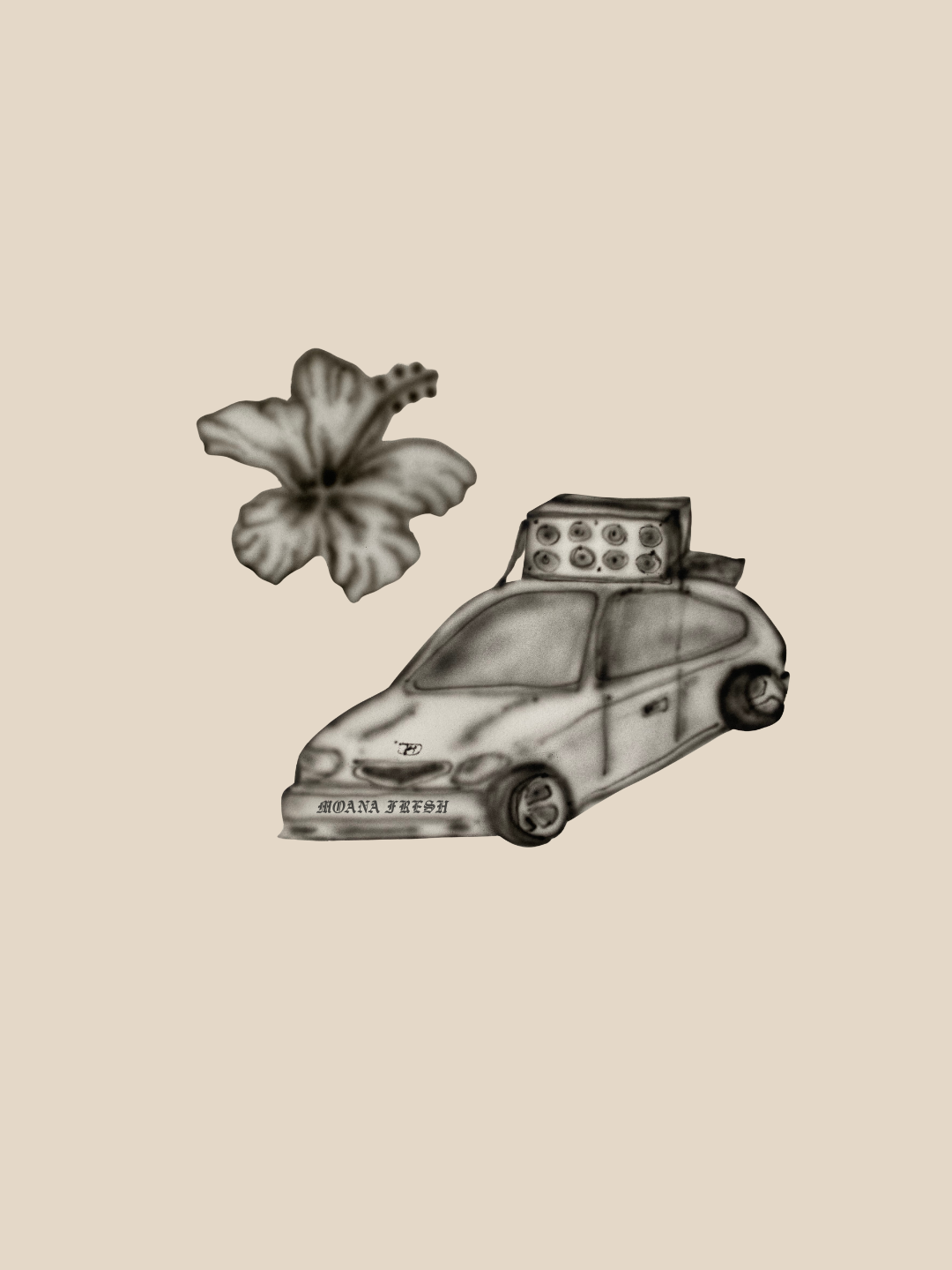 Moana Fresh Hibiscus Siren Car Tamariki Tee - Pre-Order
