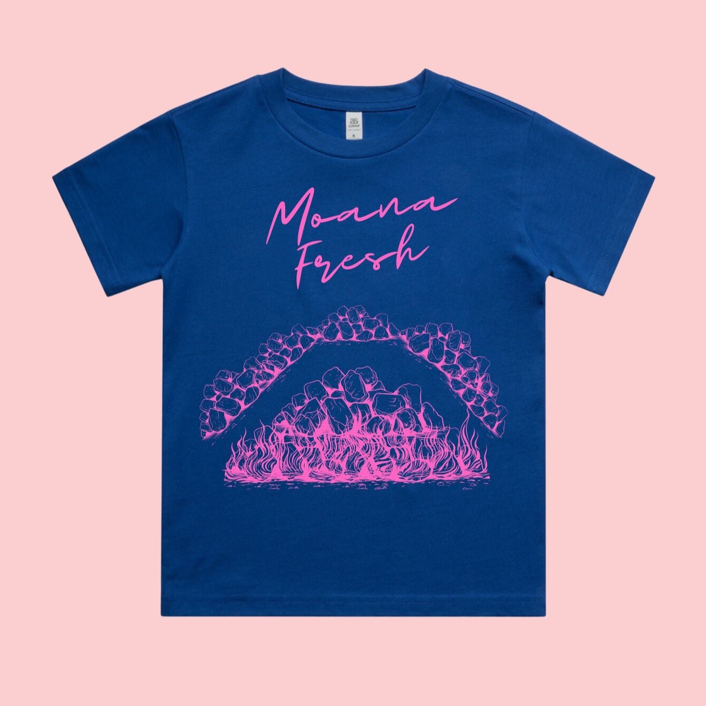 Moana Fresh UMU Kids Tee - Hot pink on Moana BLUE (size 2/4/6)