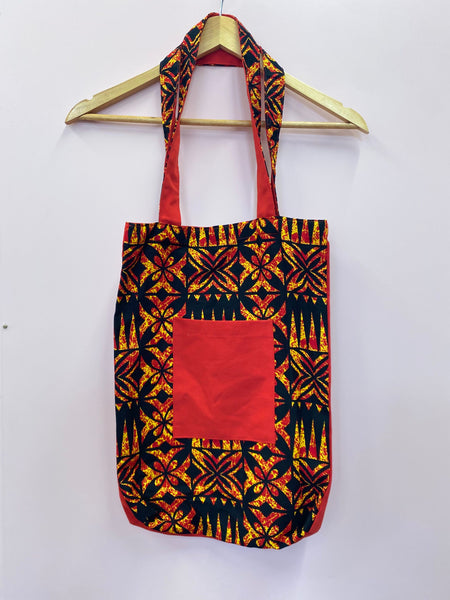 Tote Bag Small - Red/Yellow Pacifica Print- Moana Oa