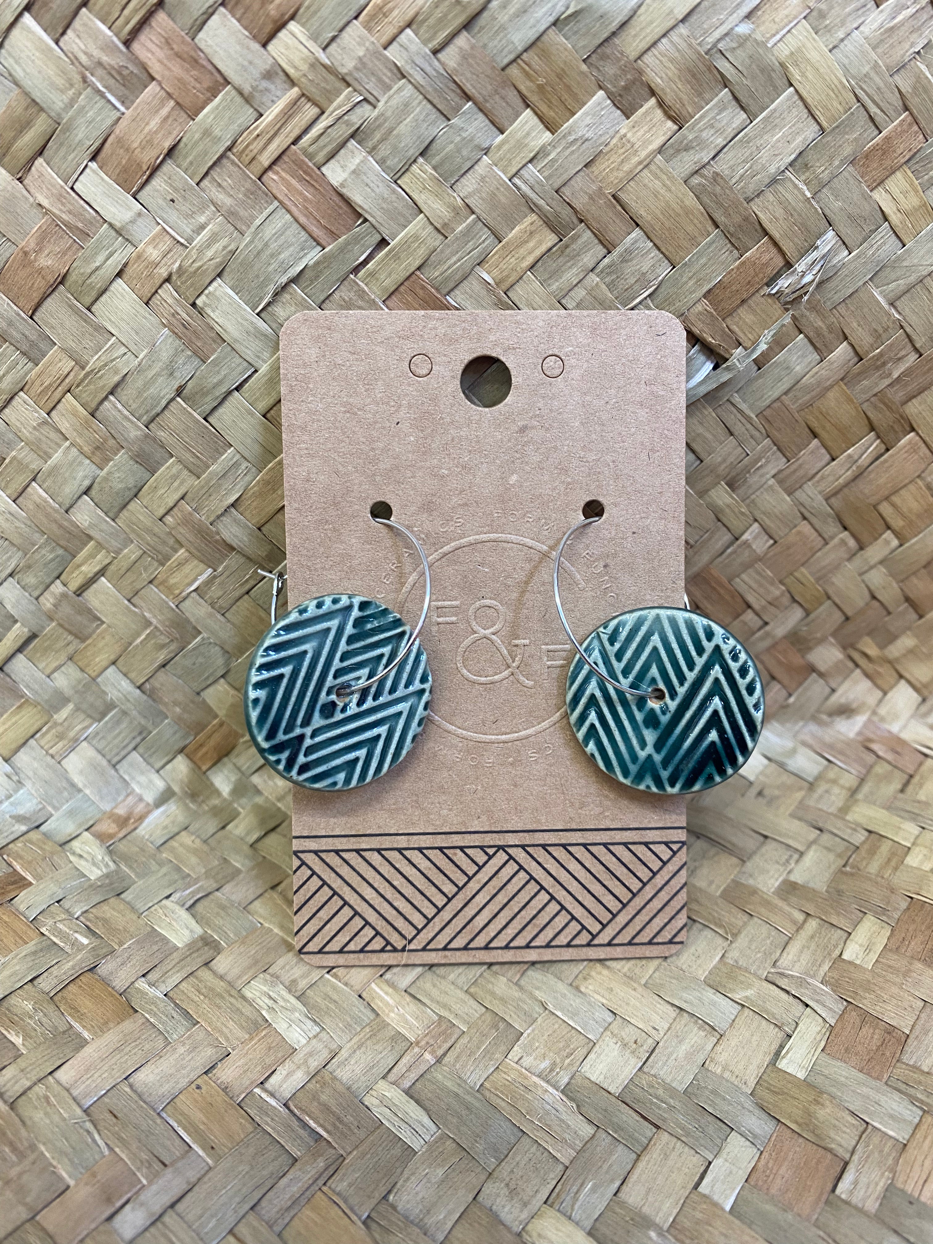 Moana Round Hoop Ceramic Earrings by Form & Function Ceramics