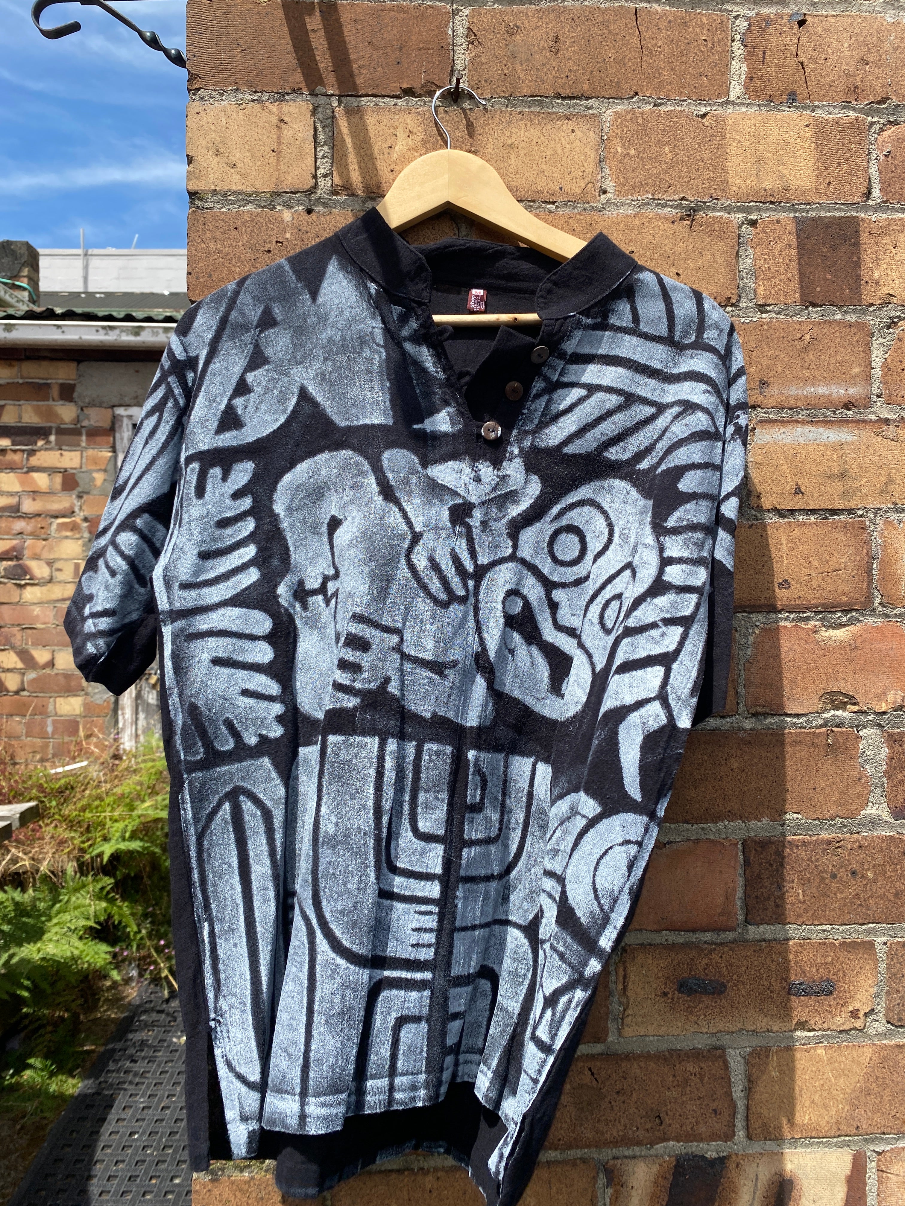 Hand-printed Black Adult Shirt by Numa Mackenzie