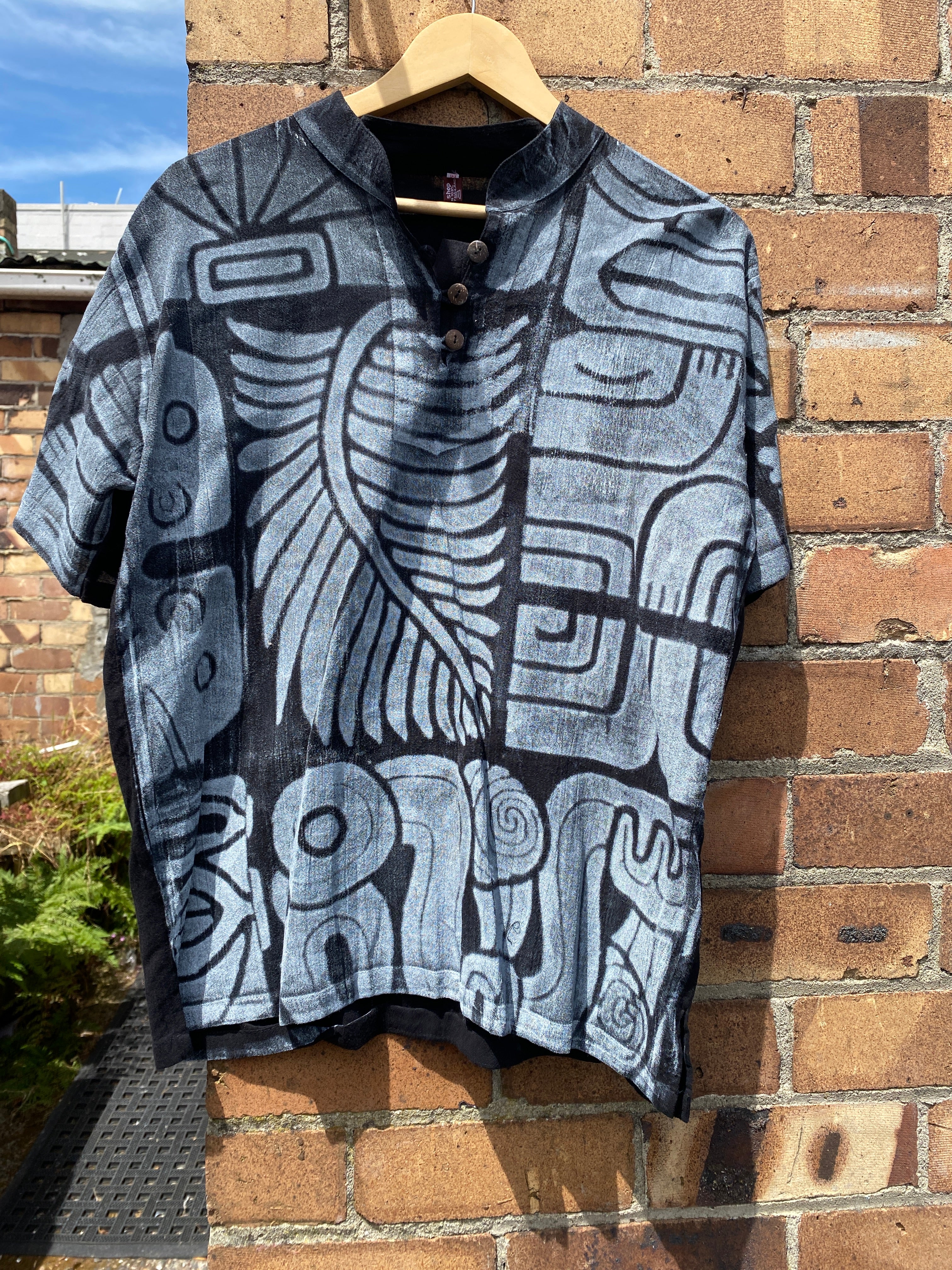 Hand-printed Black Adult Shirt by Numa Mackenzie