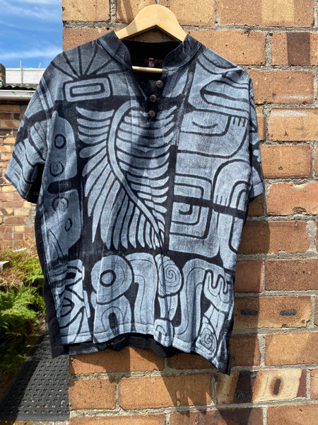 Hand-printed Black Adult Shirt by Numa Mackenzie