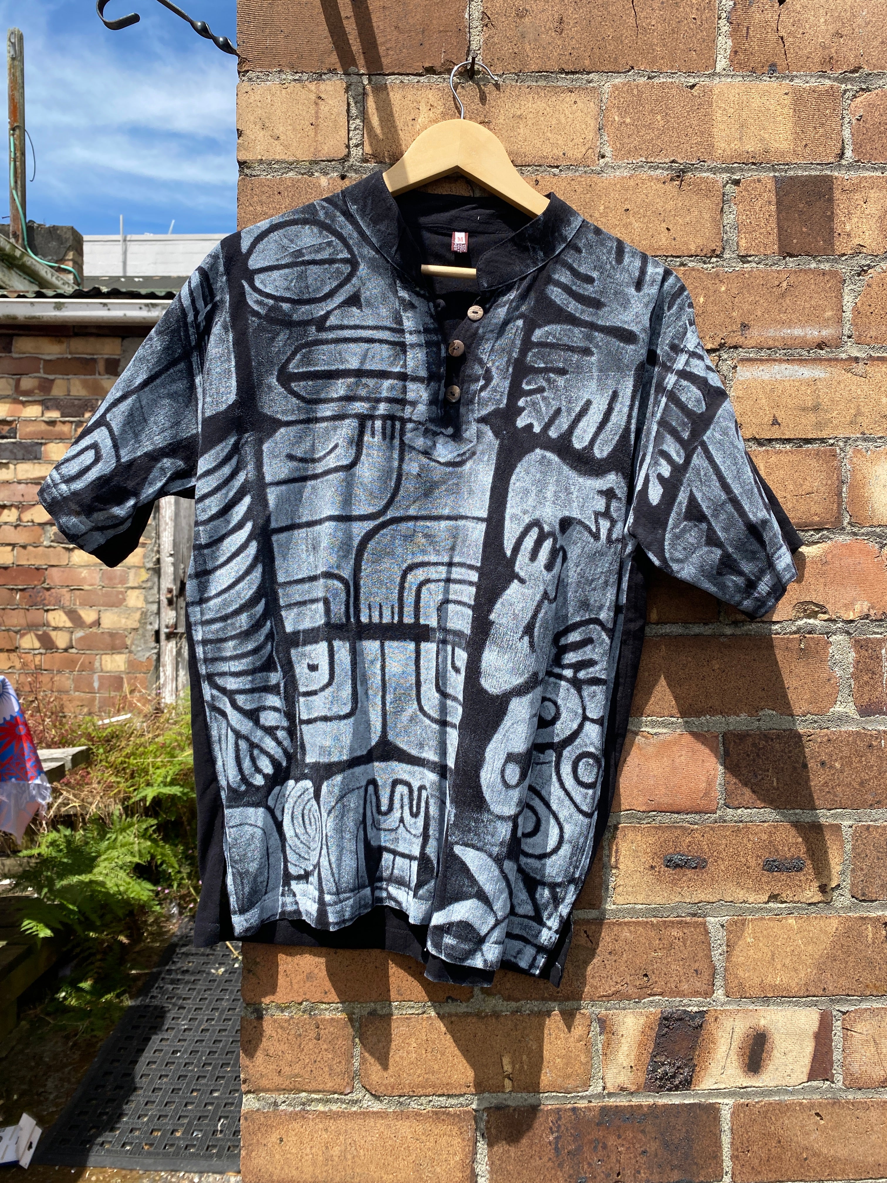 Hand-printed Black Adult Shirt by Numa Mackenzie