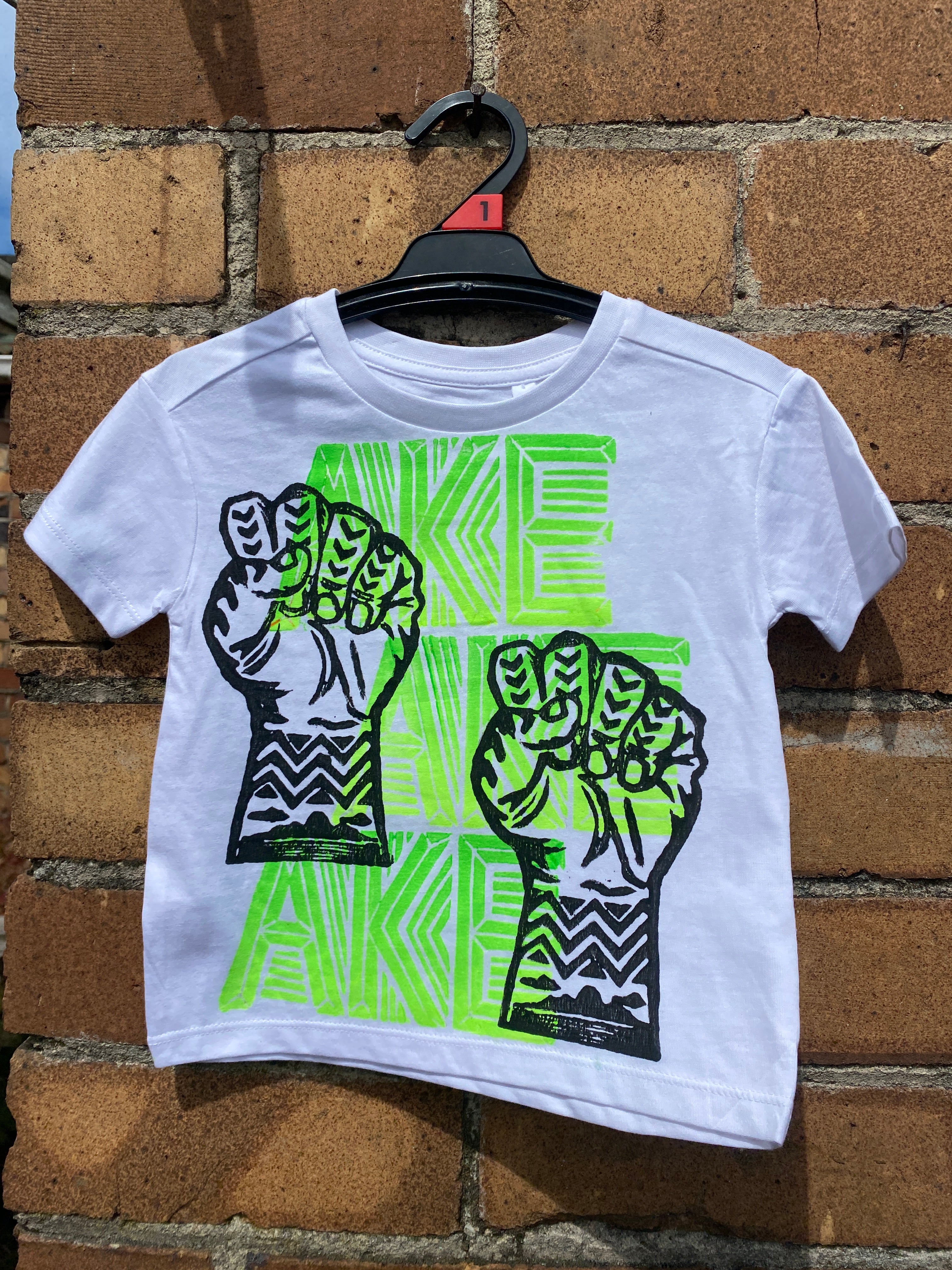 Hand-printed T-Shirt Tamariki Size 1 by Numa Mackenzie