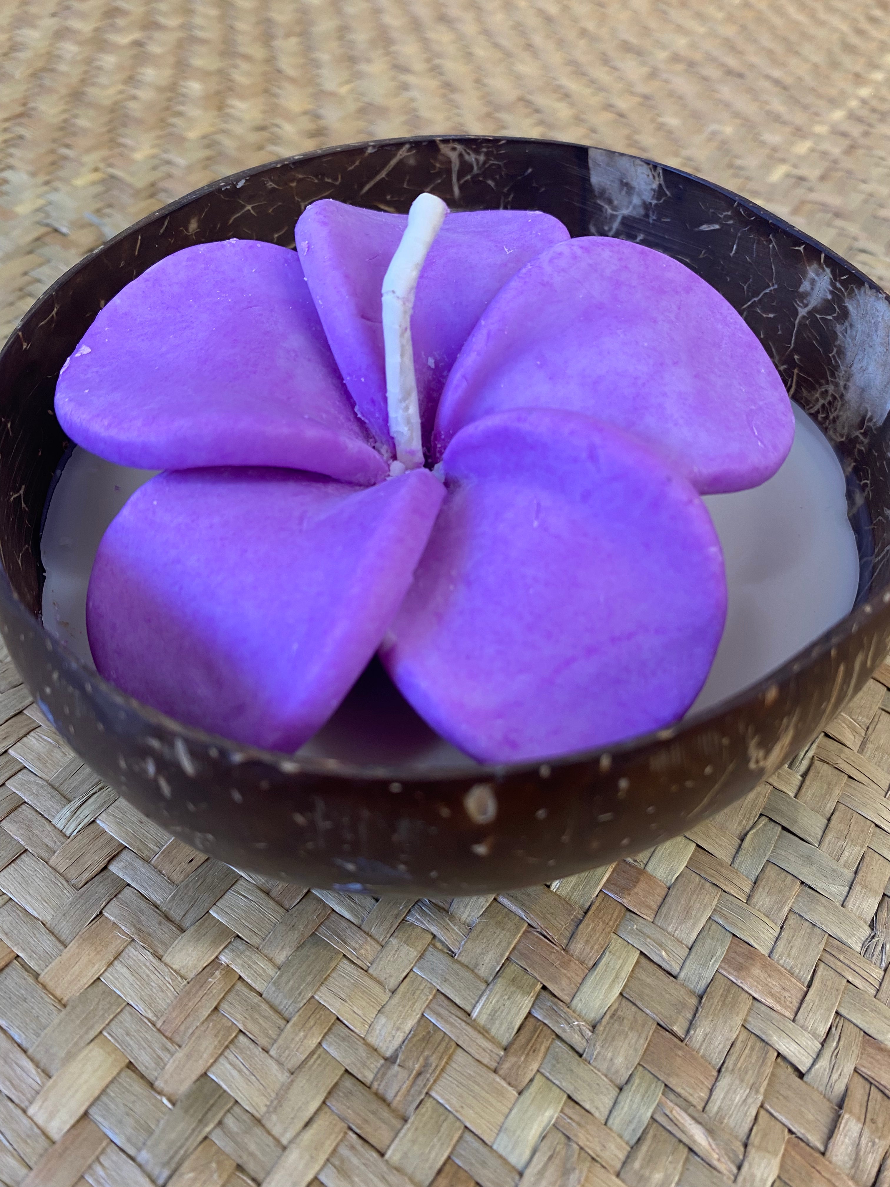 Frangipani & Coconut Shell Candle Set (Purple in white) - Coconut Scented