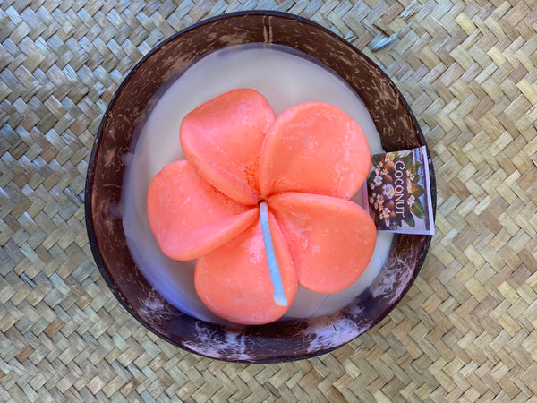 Frangipani & Coconut Shell Candle Set (Orange in white) - Coconut Scented