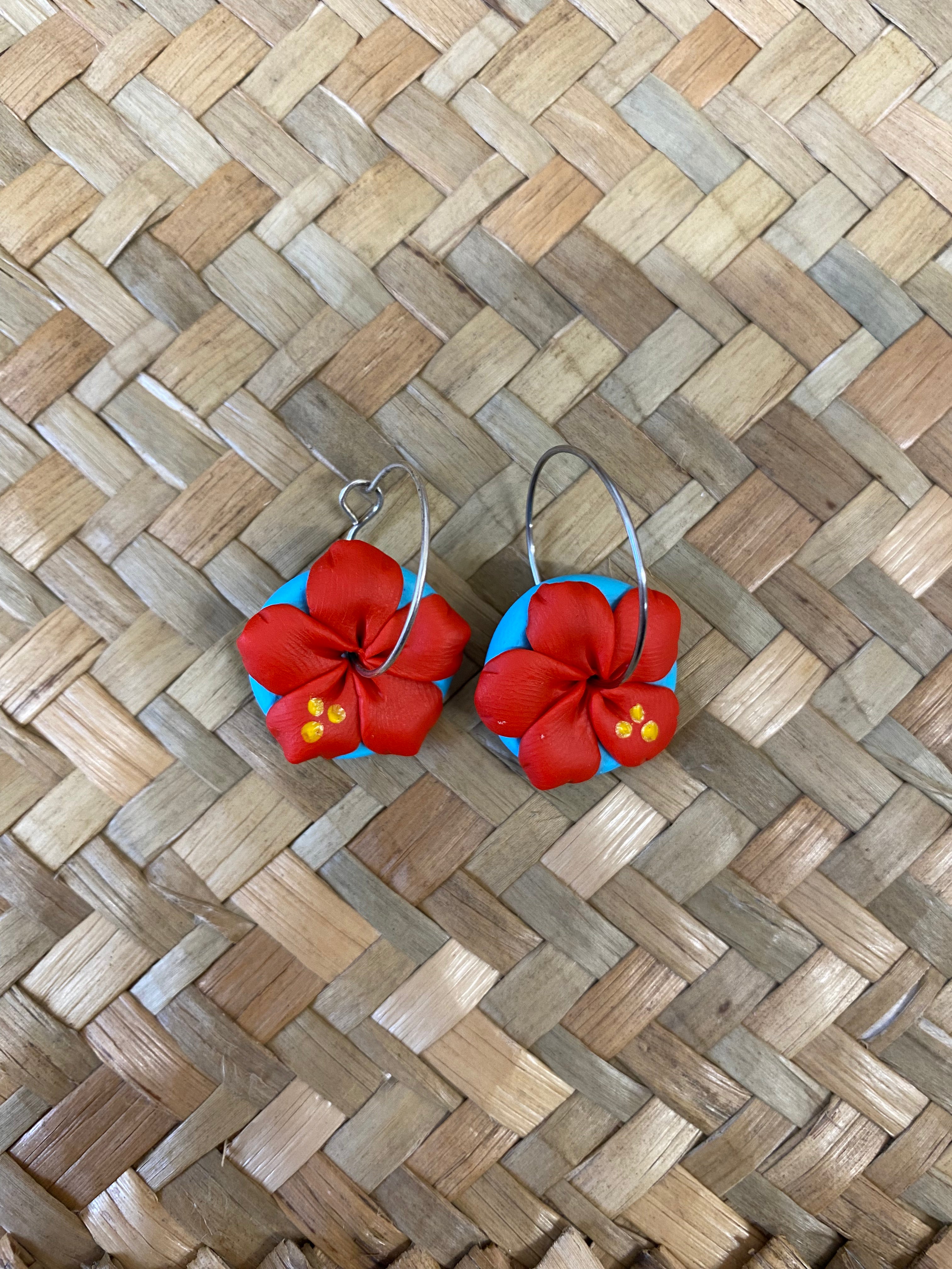 Aute (Hibiscus) Hoop Earrings by Aolele Adornment