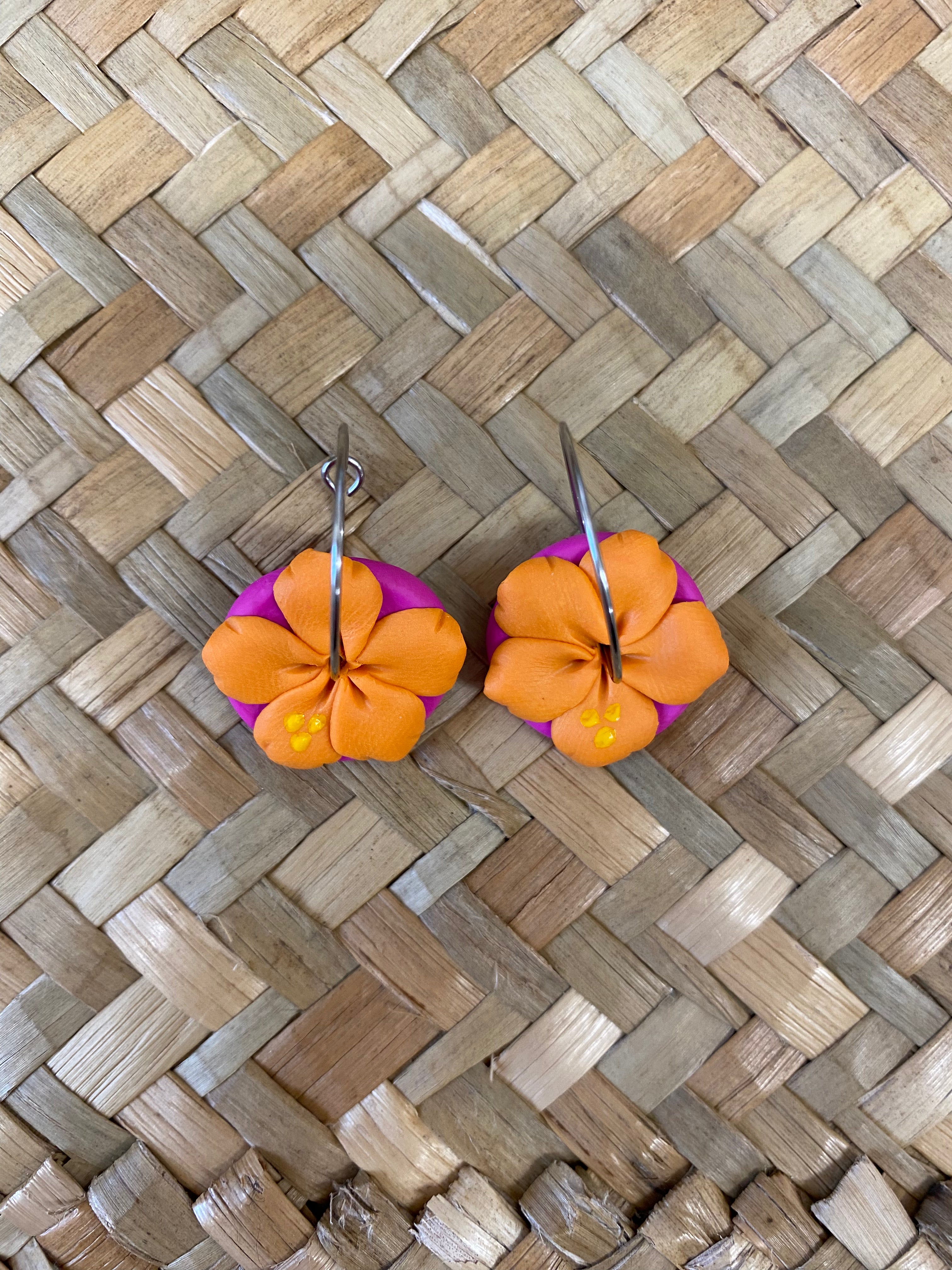 Aute (Hibiscus) Hoop Earrings by Aolele Adornment