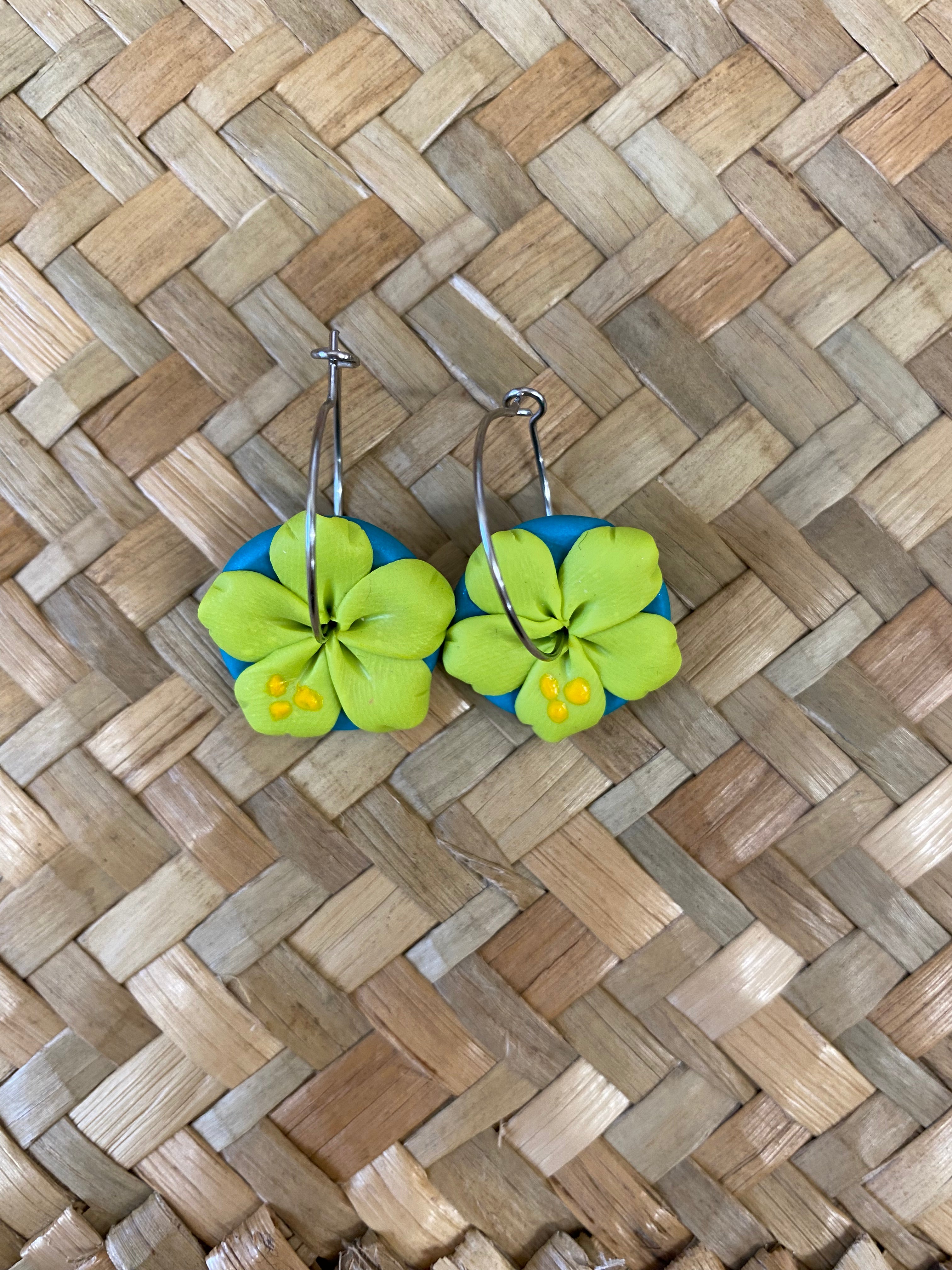 Aute (Hibiscus) Hoop Earrings by Aolele Adornment