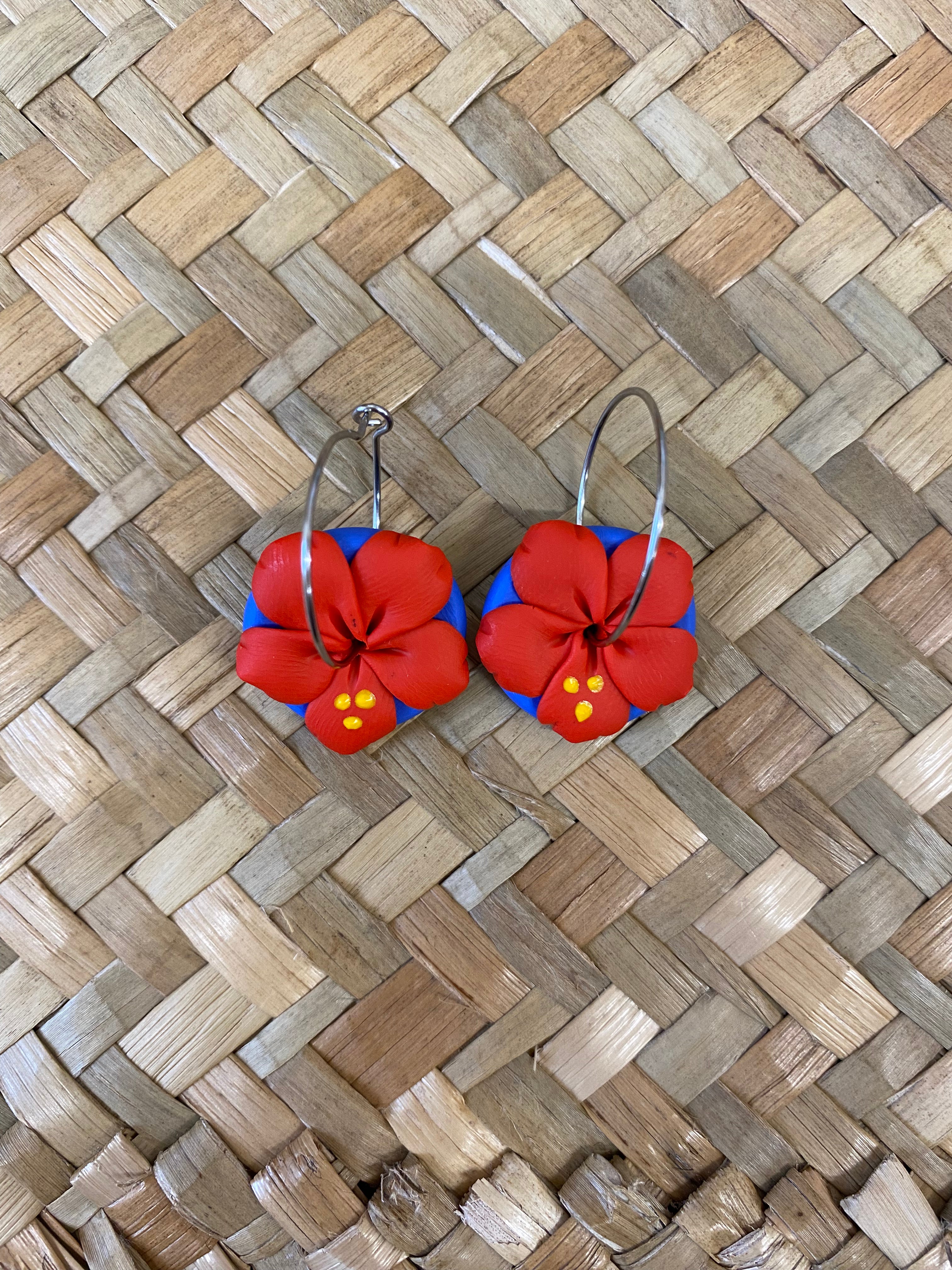 Aute (Hibiscus) Hoop Earrings by Aolele Adornment