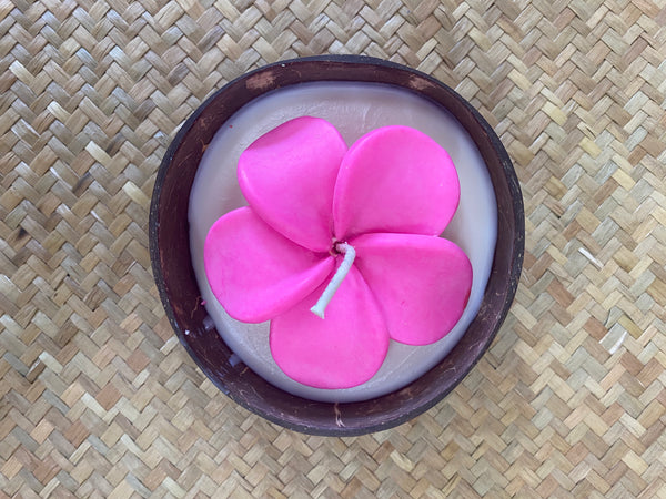 Frangipani & Coconut Shell Candle Set (Pink in white) - Coconut Scented