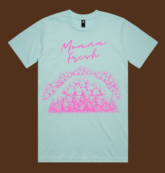 Moana Fresh UMU Adult Tee - Hot pink on BLUE