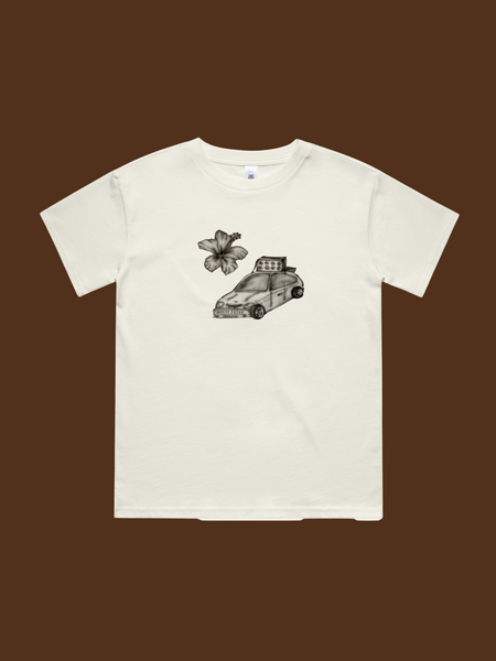 Moana Fresh Hibiscus Siren Car Tamariki Tee - Pre-Order