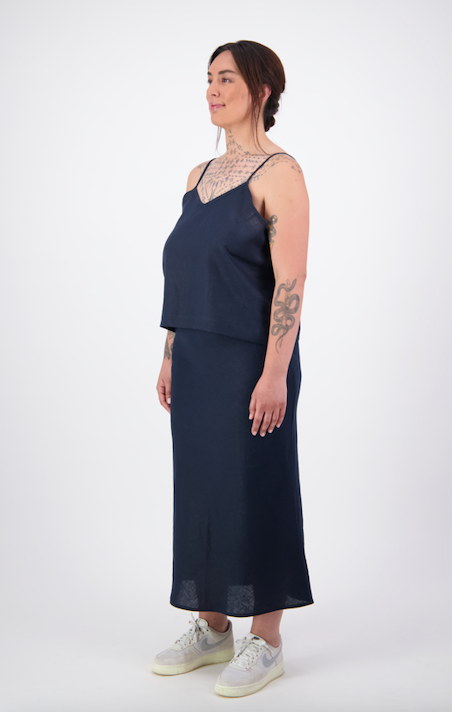 Jaq Cami in Navy Linen by Papa Clothing