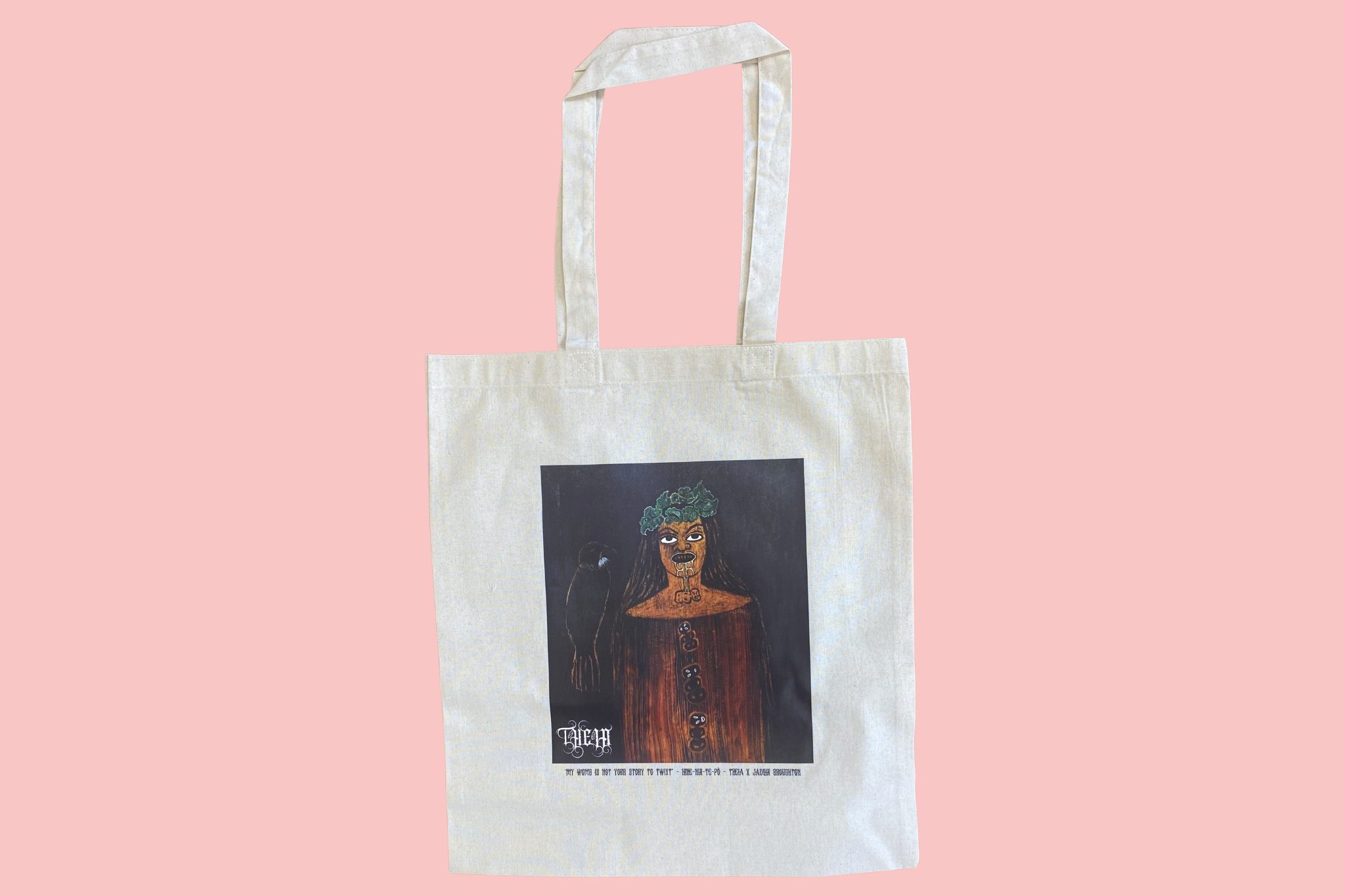 "My Womb Is Not Your Story To Twist!” - HINE-NUI-TE-PŌ Tote Bag | Theia x Jacqui Broughton