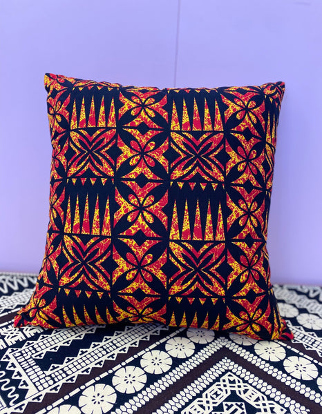 Tapa Cushion by Moana Oa - Red and Orange (Small 45cm x 45cm)