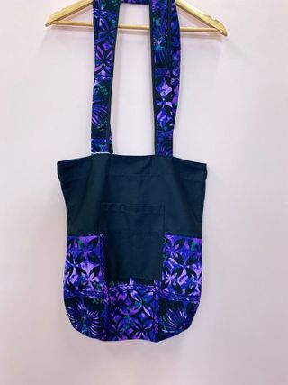 Tote Bag Medium - Black and Purple Pasifika  - Moana Oa