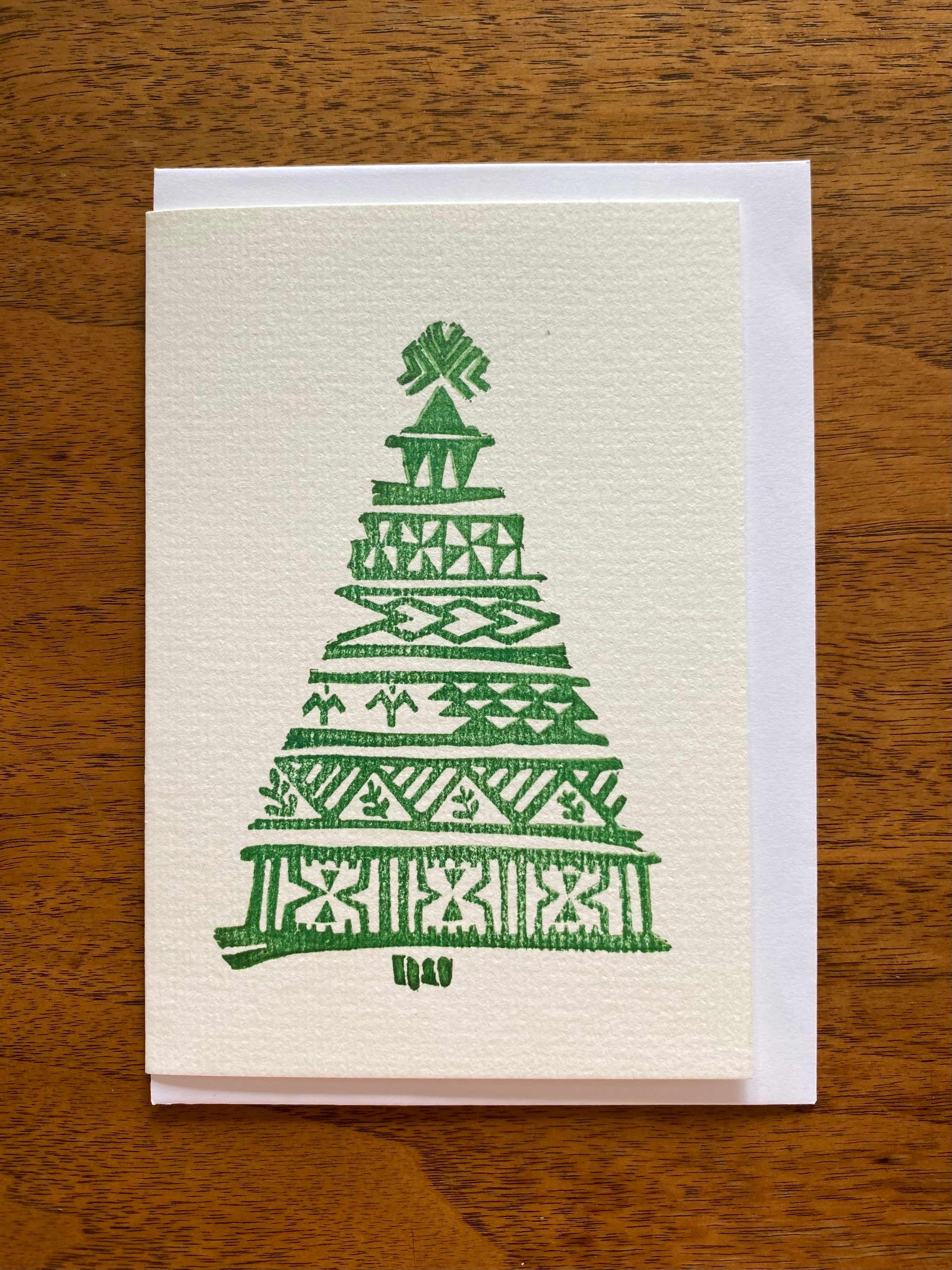 Pacific Xmas Tree Handmade & Handprinted Card by Ula&HerBrothers