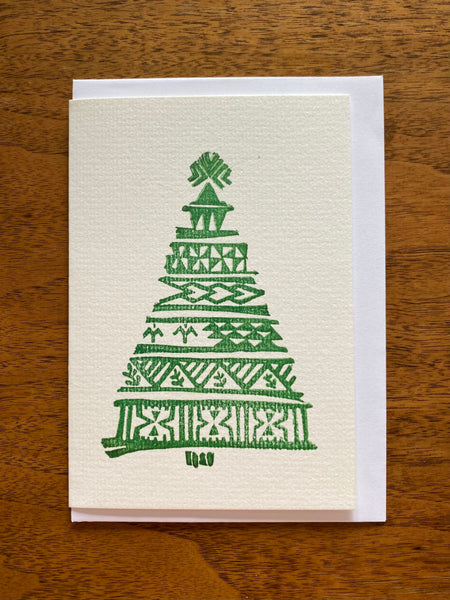 Pacific Xmas Tree Handmade & Handprinted Card by Ula&HerBrothers