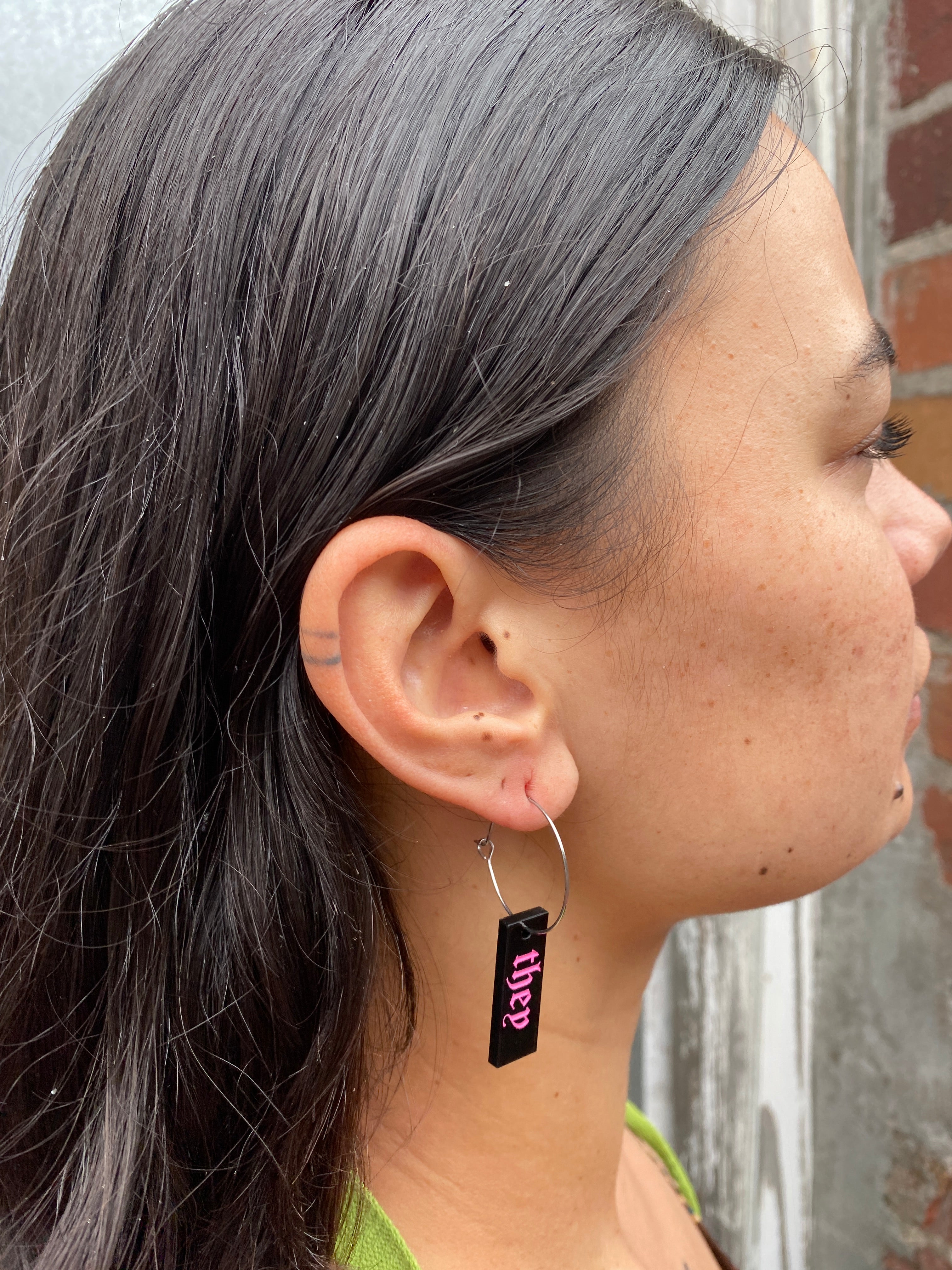 Pronoun Mini Hoop Earrings by FLUFF