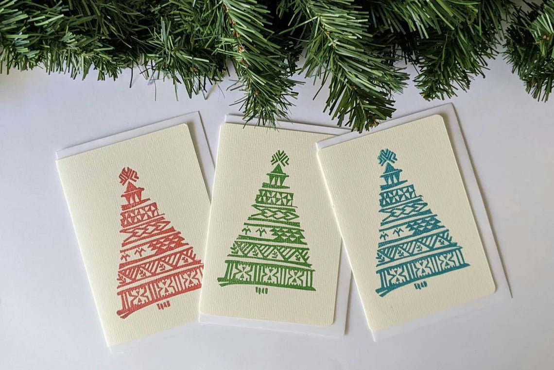 Pacific Xmas Tree Handmade & Handprinted Card by Ula&HerBrothers